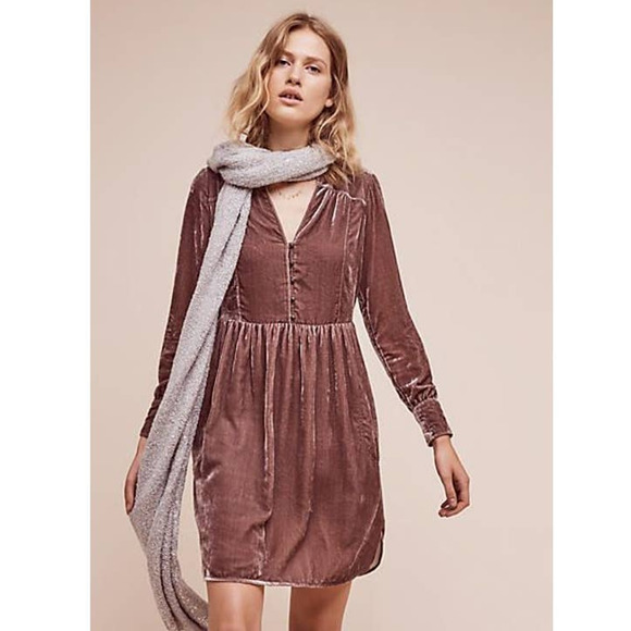 Anthropologie Dresses & Skirts - Anthropologie Holding Horses Maeve Velvet Button Front Shirt Dress S